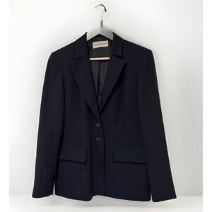 Emozioni Womens Navy Blazer Jacket US 8 Wool Career Corpcore Office Siren Vtg